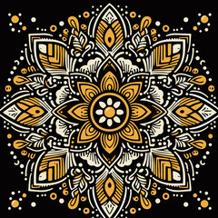 Rangoli design concept of line drawing isolated on white background