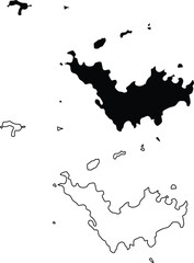 Map of St Barthelemy Silhouette Flat and Outline Design

