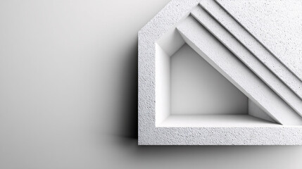 Abstract geometric pattern with shifting square layers in neutral white color, creating depth and texture with modern minimalist design and soft shadows