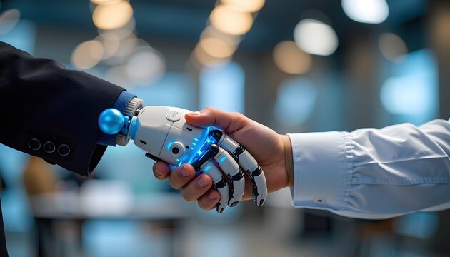 The AI robot's hand equipped with sensors and actuators