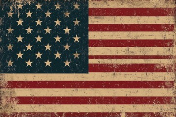 banner for USA Independence Day, bold graphic of American flag, night sky with stars and fireworks, vector style