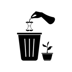 Throwing garbage in bin icon illustration