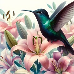 hummingbird and flower