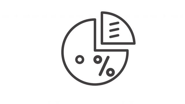 Animated line drawing of a pie chart with a percentage sign