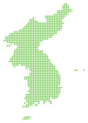 원형 도트 모자이크 표현 남한 한반도 한국