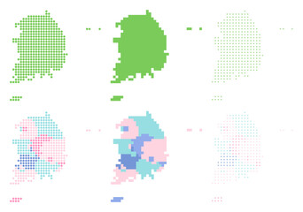 별 픽셀 원형 도트 모자이크 표현 남한 한반도 한국