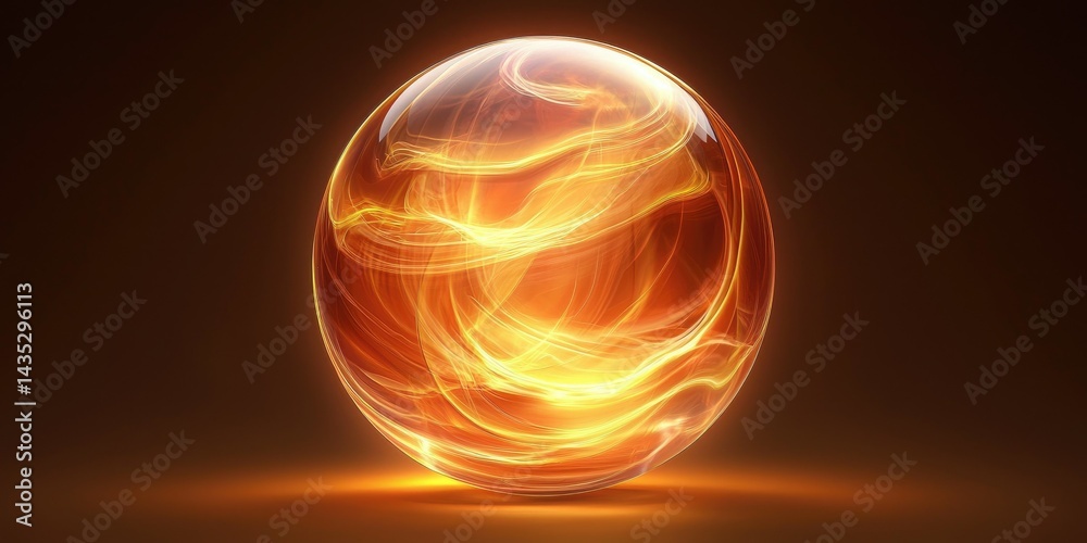 Sticker bright radiant orb with light diffused in soft waves