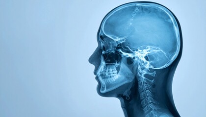 X-ray image of a brain scan in a hospital lab.