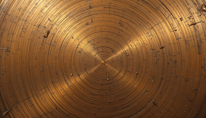Concentric Brushed Golden Metal Texture Background Circular Metal Surface with Scratches and Imperfections for Industrial Design