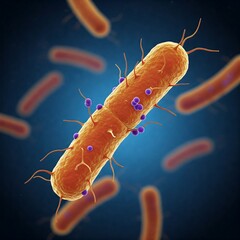 Antibodies attacking cancer cells or bacteria. 3D illustration.