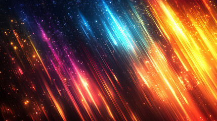 Obraz premium Abstract cosmic light streaks background with vibrant gradient colors displaying dynamic motion and sparkles bringing an energetic futuristic feel