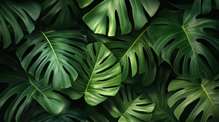 Background of green palm leaf. Close up.