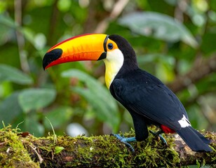 Colorful Toucan Perched on a Rainforest Branch