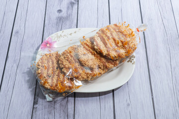 Thai Sweet Crispy Rice Cakes with Cane Sugar Drizzle