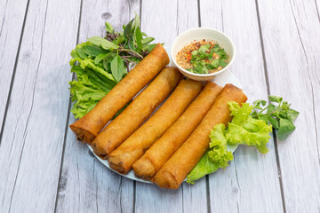 Fried Chinese Traditional Spring rolls food