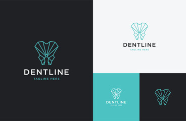 Dental line logo icon design template flat vector