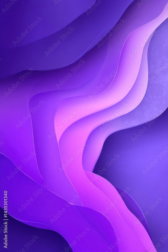 Poster abstract purple gradient layers creating a smooth flowing wave pattern with subtle light and shadow 
