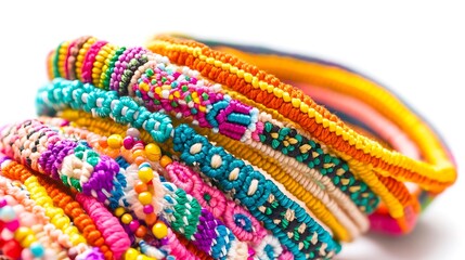 Colorful friendship bracelets stack handmade fashion accessories jewelry boho chic summer style trendy vibrant