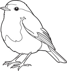 Silhouette line art hand drawn vector illustration of a bird. 