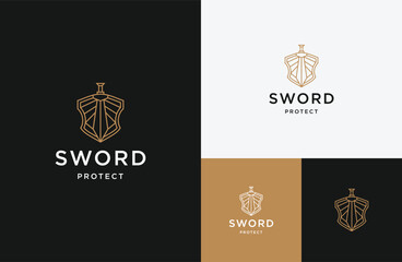 Shield sword logo design
