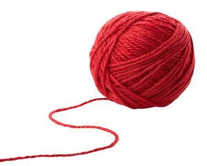 red ball of wool isolated on transparent background