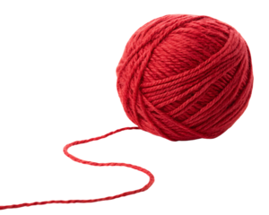 red ball of wool isolated on transparent background