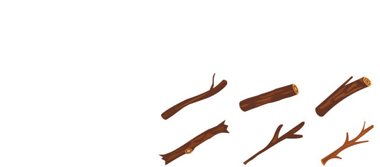 baseball silhouette, black and white silhouette, vector illustration, 
wooden sticks icons, dry wood tree branches, rustic decorative botanical twigs, 
simple flat style, Wooden stick silhouette ronju