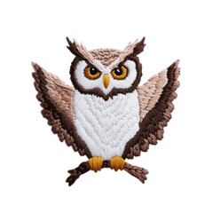 Obraz premium Cute embroidered owl patch on white