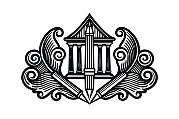 Fototapeta premium Victorian style Color Pen Finance Banking Line Symbols