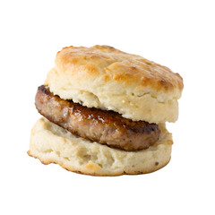Sausage Biscuit Sandwich On White Background