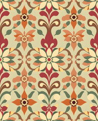 Fototapeta premium Traditional Damask floral with abstract petals in vibrant harmony, seamless pattern.