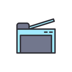 Photocopier colored icons, minimalist vector illustration ,simple transparent graphic element .Isolated on white background