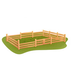 Grass pen for livestock isolated digital illustration