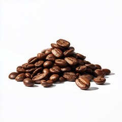 Obraz premium Pile of roasted coffee beans isolated on white background
