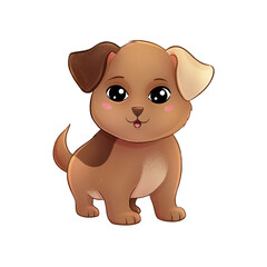 Cute dog character animal digital illustration