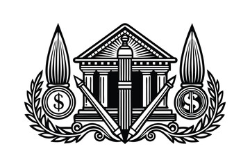 Victorian style Color Pen Finance Banking Line Symbols