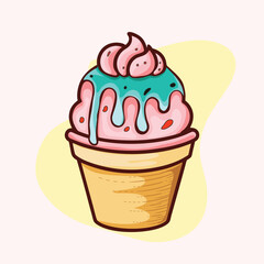 Cup ice cream cold illustration design.