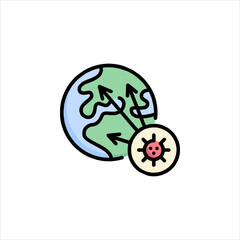 green globe with arrow