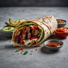 Kebab Wrap &ndash; Full HD DSLR Food Photography &ndash; White Blurry Background