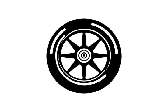 Stylized racing tire showcases intricate design and dynamic motion, emphasizing speed