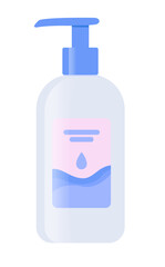 Liquid soap. Hand and body wash. Plastic bottle with dispenser. Vector clip art isolated. 