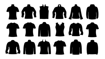 set of tshirt silhouette vector on tranparent background