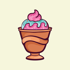 Cup ice cream vintage Style  illustration design