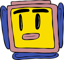 Funny cartoon character robotic head.