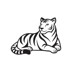 Resting Tiger Silhouette On White