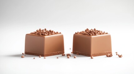 Two square chocolate treats, topped with crunchy chocolate sprinkles