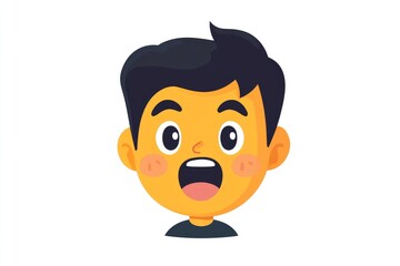 Animated boy's head expression of astonishment.