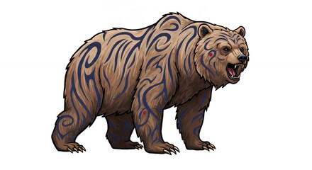 Tribal brown bear illustration