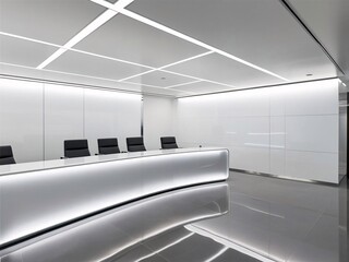 Obraz premium Modern Conference Room Interior with Illuminated Desk