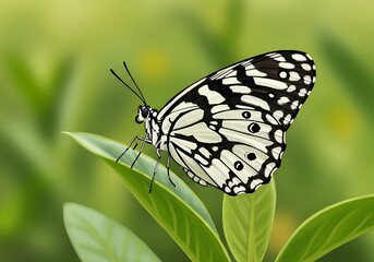 Obraz premium Monochrome Wings, Verdant Rest AI Generated